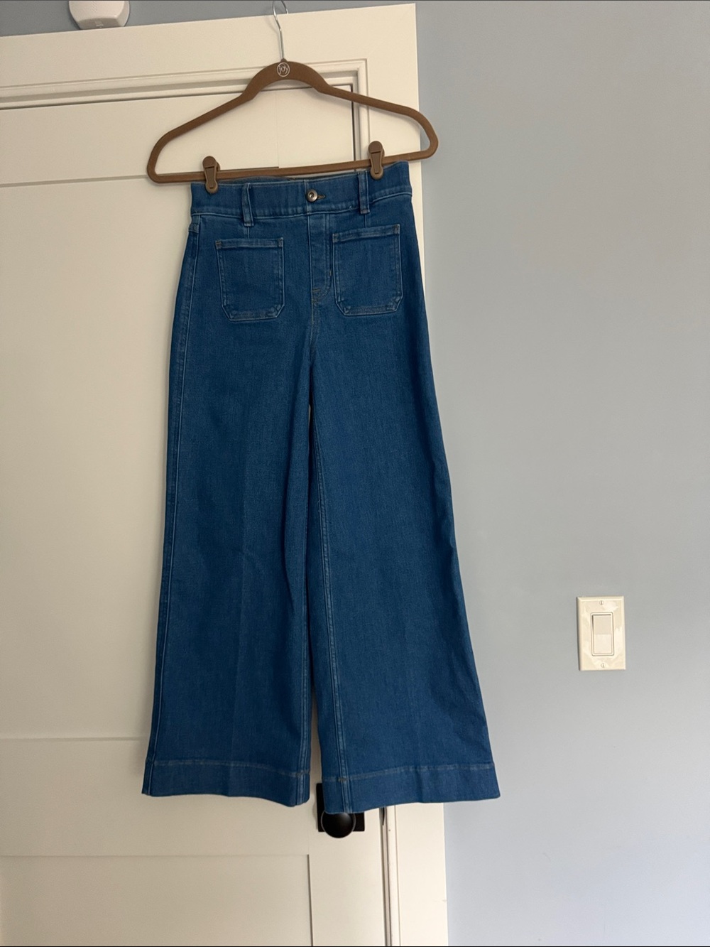 SPANX High-Rise Wide-Leg Jeans in Classic Blue